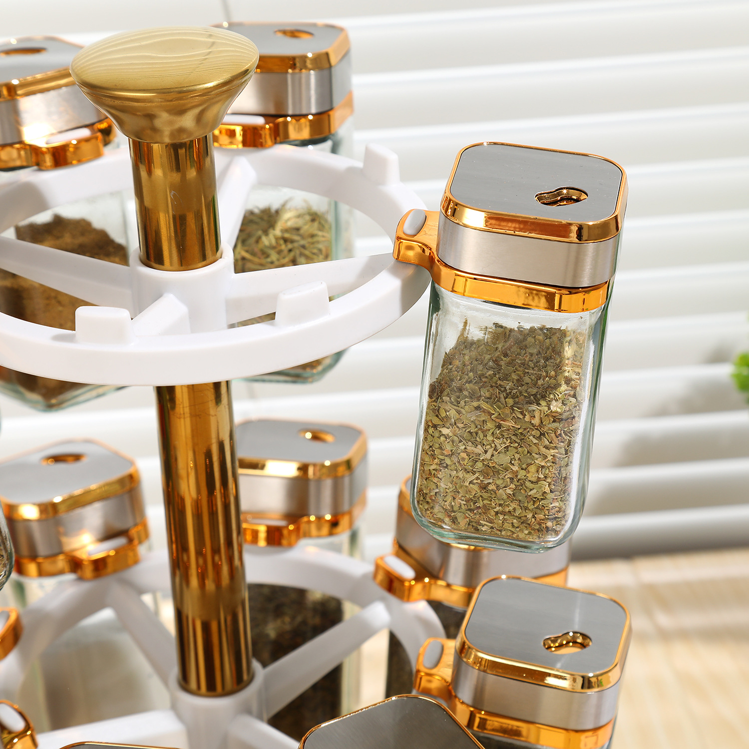 Estante de almacenamiento de condimentos giratorio condimento multifuncional caja de almacenamiento de condimentos de cocina estante de condimentos domésticos