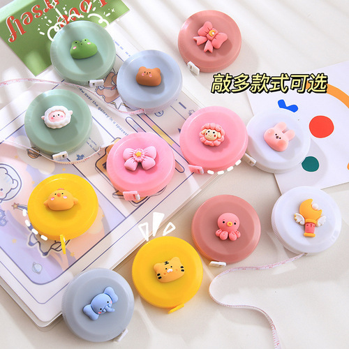 Cute Cartoon Mini Portable Small Tape Measure Student Round Measurement Small Soft Ruler Measure Clothes Measurements Multifunctional Ruler