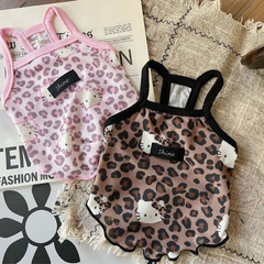 ヒョウ柄の子犬のストラップの涼しさのペットの服の夏のテディは熊の博美のベストの猫の夏服より通気性が薄いです。