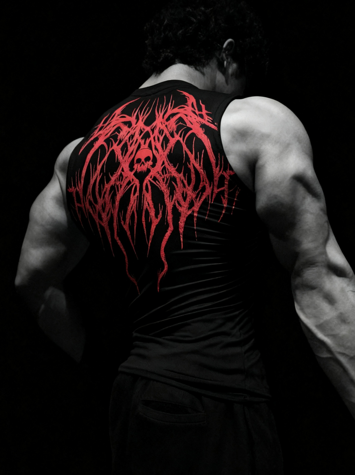 Men's Thorn Print Vest High Street Trendy Brand Sleeveless T-Shirt Quick Drying Fitness Tight Fitting Summer Top_viptrois.com