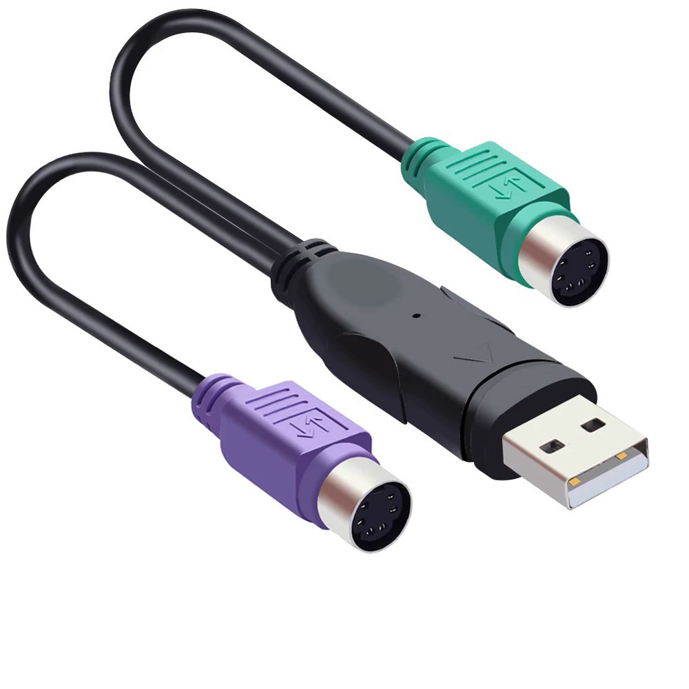 Адаптер USB к PS/2 — разветвитель клавиатуры и мыши, двойные PS/2 порты, компактный 0.03 кг