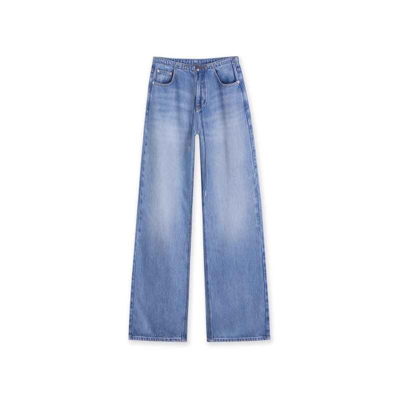 Right-Side Drawstring Low-Waist Solid White Wide-Leg Jeans for Women, Summer American Style Petite Loose Floor-Length Pants Right-Side Drawstring Low-Waist Solid White Wide-Leg Jeans for Women, Summer American Style Petite Loose Floor-Length Pants