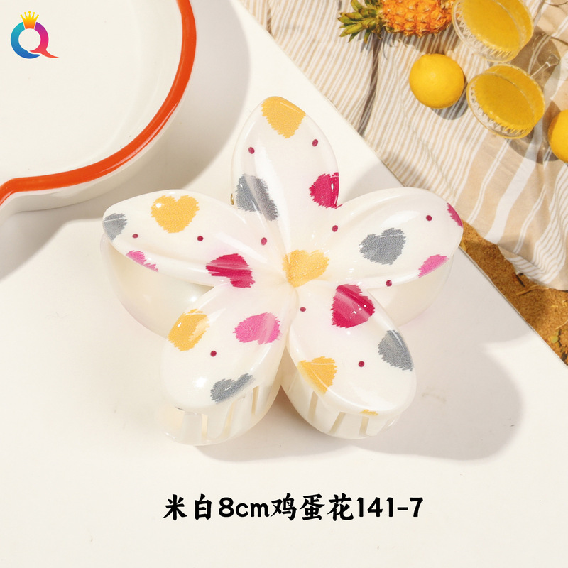 Qiyue クロスボーダー UV プリントフルーツクリップ韓国スタイルの高級エッグフラワー後頭部ヘアピン気質サメクリップ|undefined