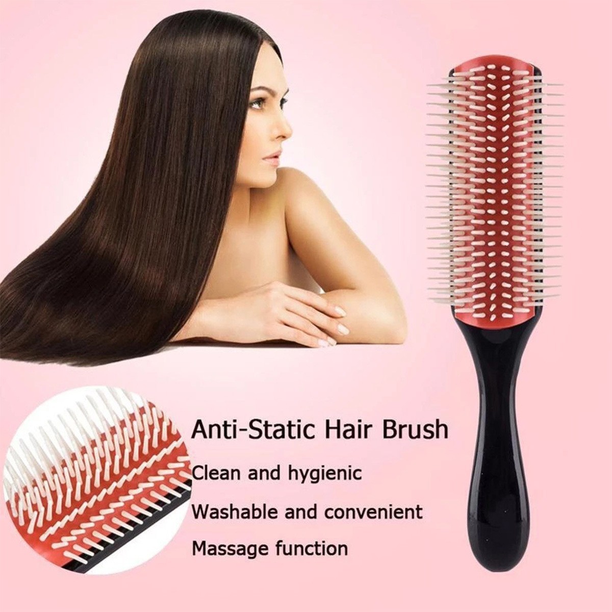 Peigne de massage classique pour cheveux lisses, peigne unisexe en plastique lissant._voghion.com