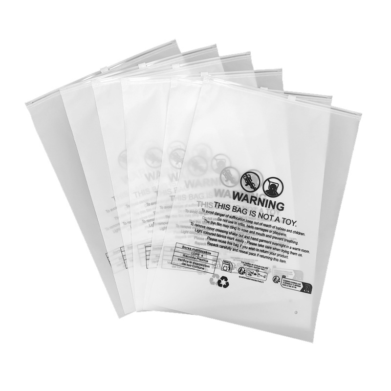 Etiqueta de advertencia para ropa, bolsa con cierre, bolsa de plástico esmerilado para ropa, etiqueta de advertencia transfronteriza, bolsa sellada engrosada, bolsa de embalaje Temu