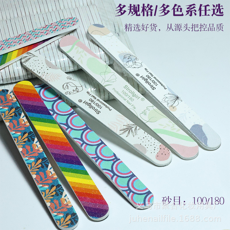 厂家直供美甲花锉双面印花打磨条卡通指甲锉美甲砂条美甲海绵锉条|undefined
