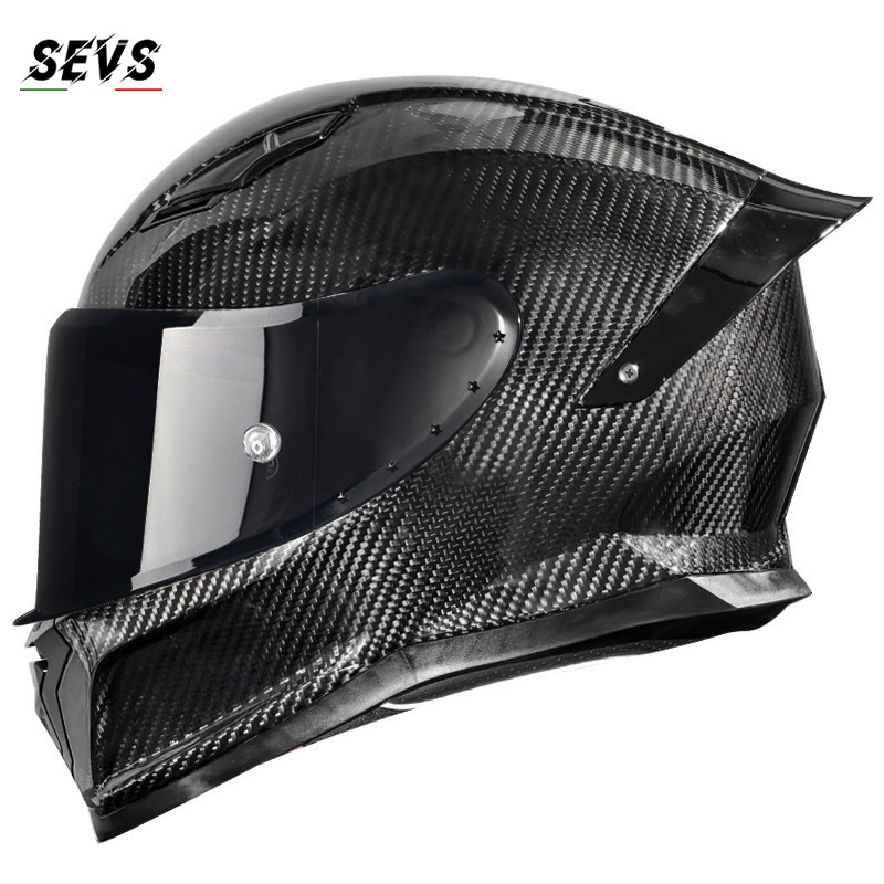 3C Certified Carbon Fiber Helmet Dot Full-Face Helmet Lightweight Motorcycle Motorcycle Travel Bluetooth Running Helmet Men's and Women's All-Season Safety Helmet