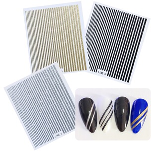 Cross-border nail stickers Gold and Silver line stickers onion powder straight line shiny nail decorations onion powder line stickers wholesale