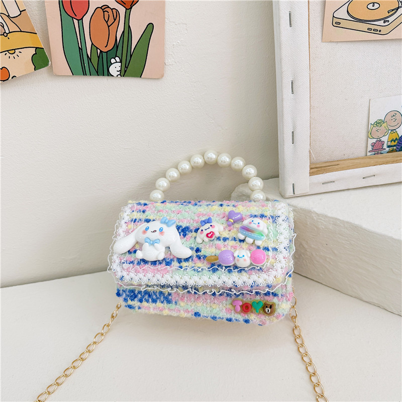 Otoño e Invierno nueva niña monedero dibujos animados lindo accesorios perla bolso versátil estilo occidental bebé bolsa de hombro