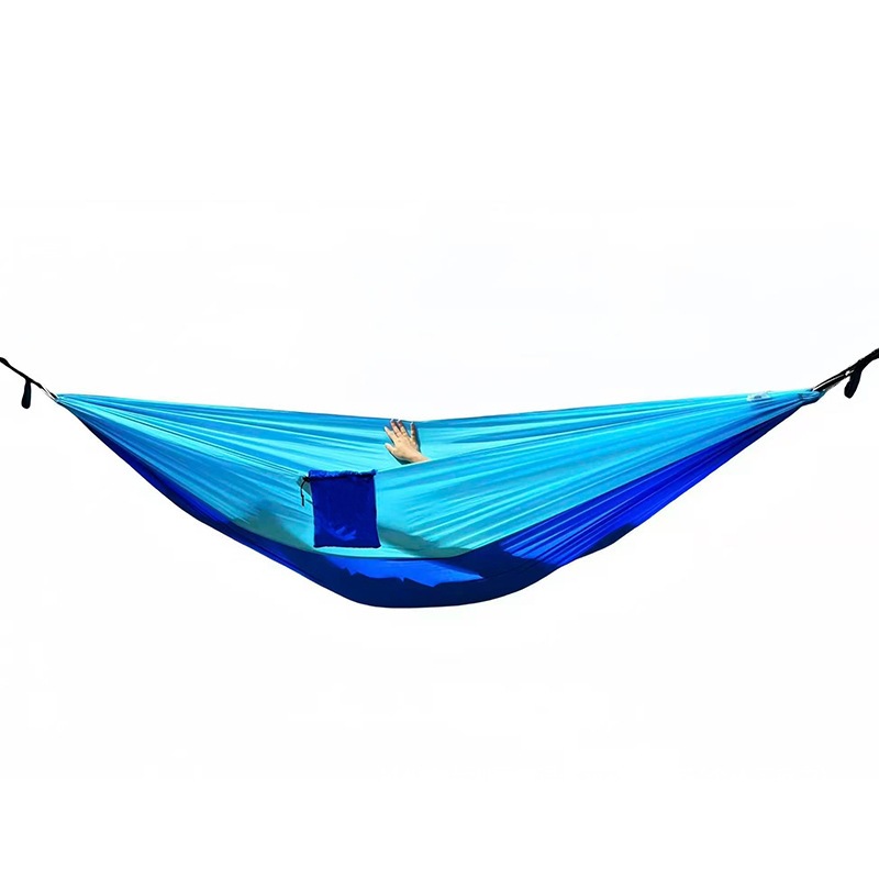 Fábrica directa hamaca de nylon paracaídas hamaca de tela de ocio columinar hamaca de campamento multicolor doble image 5