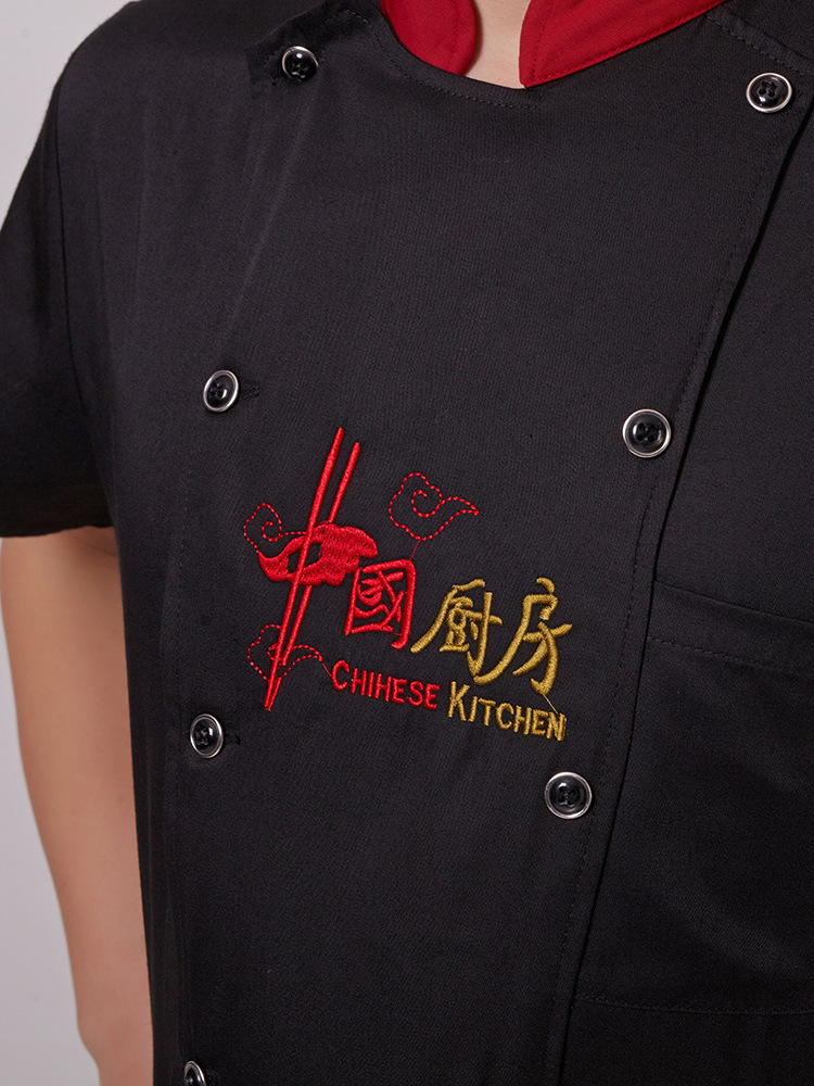 Ropa de chef de manga corta, cocina de verano, restaurante, ropa de trabajo de chef de restaurante, ropa de cocina de comedor escolar de manga larga, gran tamaño al por mayor