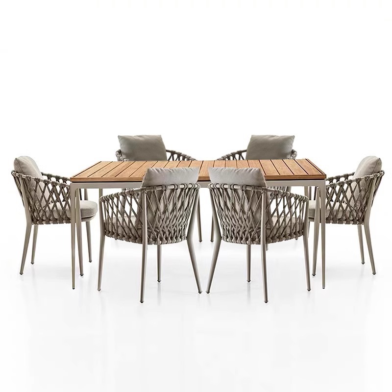 Mesas y sillas al aire libre nórdicas Patio Villa Patio Mesas y sillas Patio Al aire libre Jardín Terraza Ocio Mesas y sillas de ratán Combinación