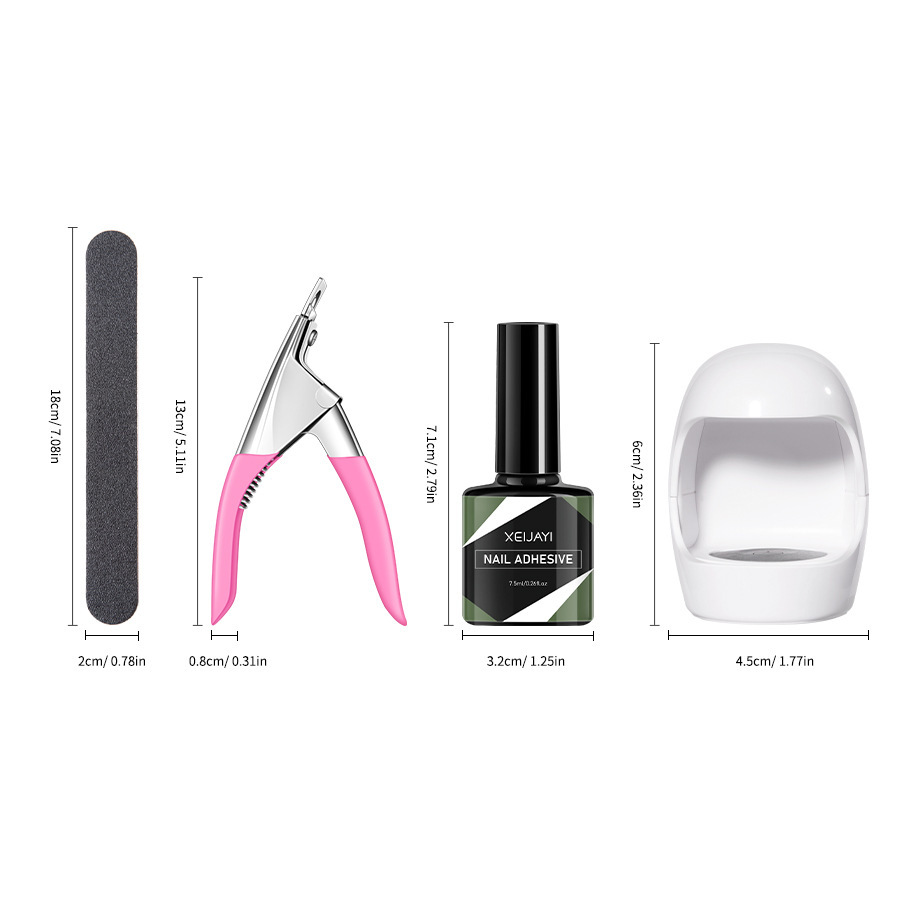 Lámpara de huevo transfronteriza herramientas de uñas de cuatro piezas traje tira de pulido de uñas pieza de uñas tijeras pieza de uñas reparación adhesiva uña falsa