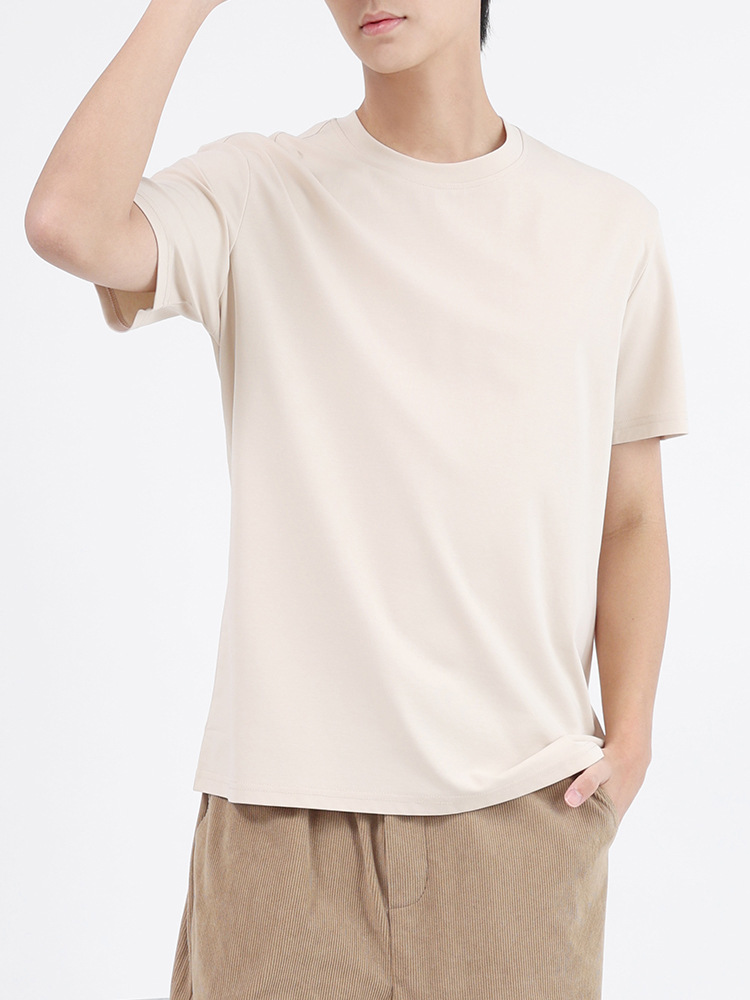 Unico ropa de hombre camiseta de manga corta de hombre camiseta de cuello redondo suelta coreana camiseta de base blanca para hombres de verano en color sólido