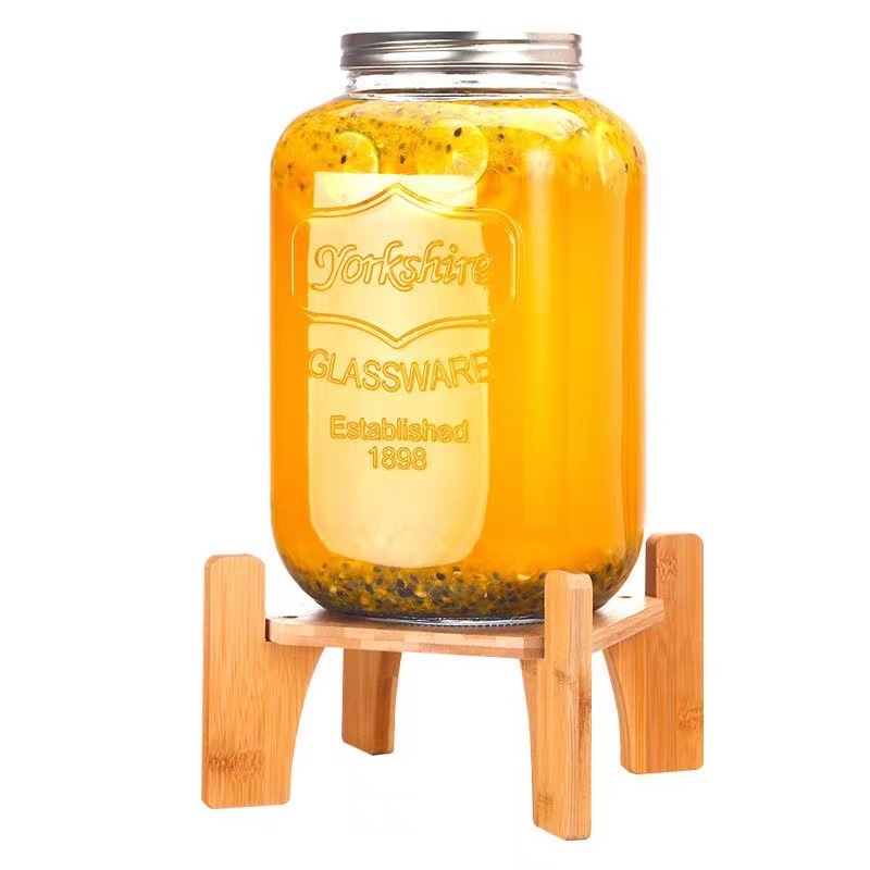 Celebridad de Internet de gran capacidad de vidrio comercial fruta barril de coque Fábrica directa jugo tarro enzima barril bebida barril con grifo