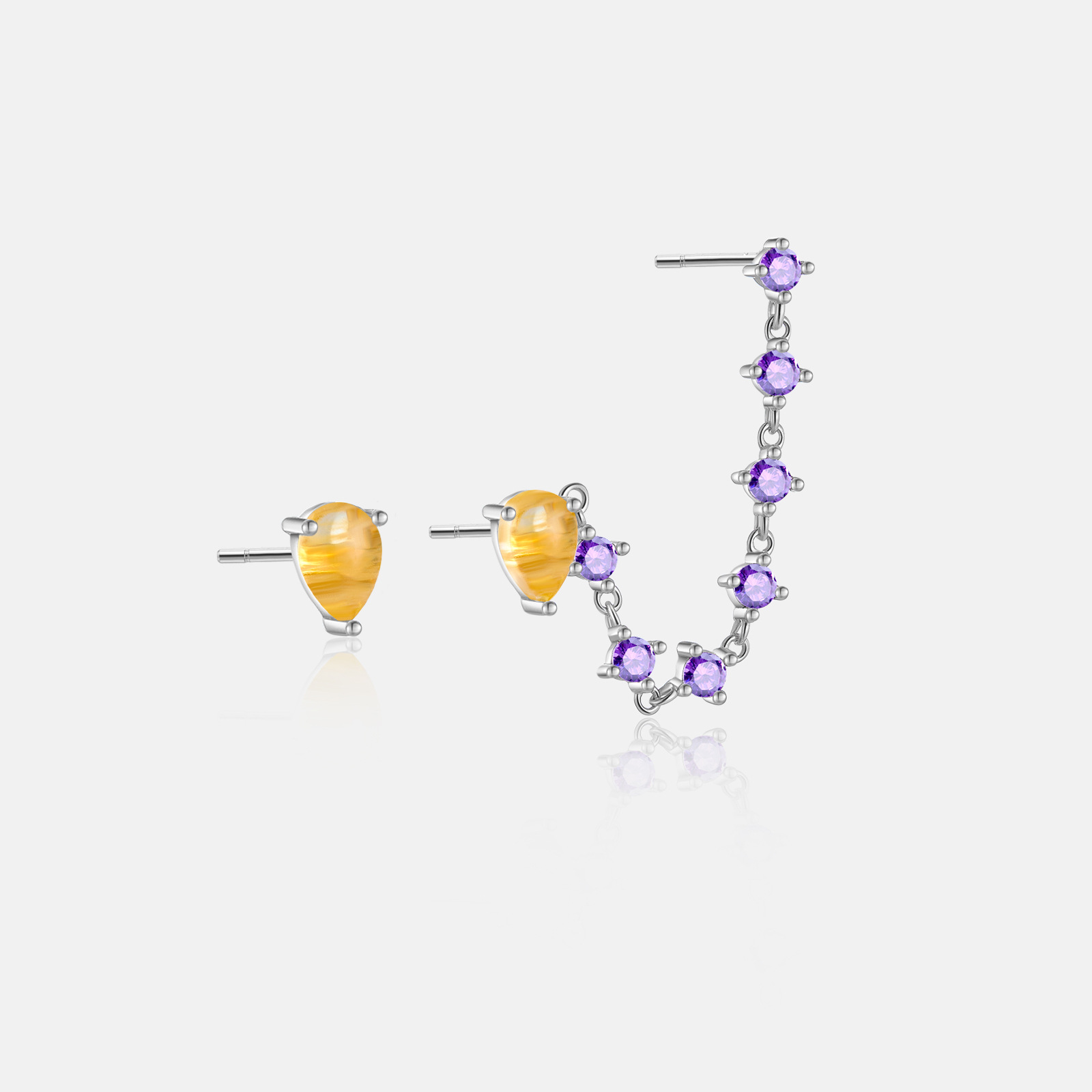 1 Paire Style Simple Brillant Rond Les Gouttelettes D'Eau Asymétrique Incruster Argent Sterling Zircon Plaqué Or 18K Or Blanc Plaqué Boucles D'Oreilles display picture 2