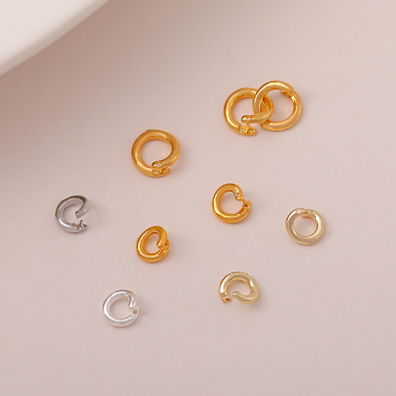18K Gold-Plated High Color-Retention Necklace Bracelet Anti-Drop Open Connector Ring Handmade DIY Jewelry Accessories Universal Open Ring
