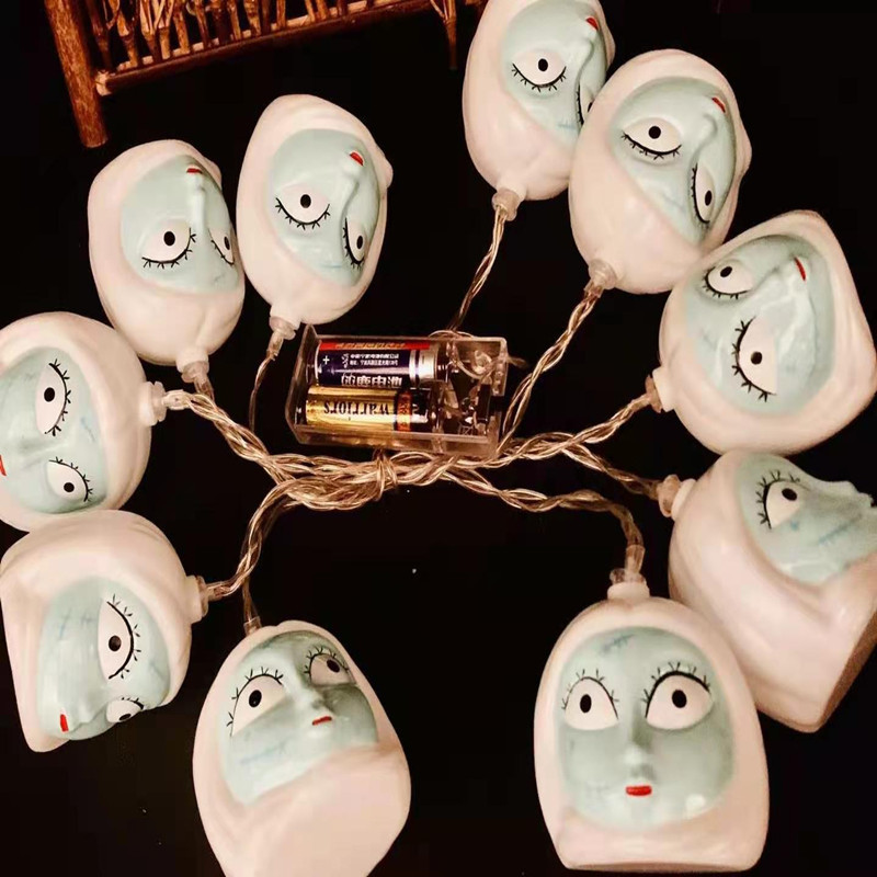 2025 nuevo Halloween araña esqueleto cuerda de lámparas bruja sombrero fantasma decoración escenas de diseño de lámparas calabaza LED