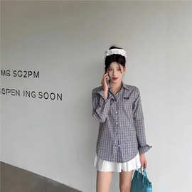 毒家现货正确版本高品质MU家新款格纹棉质长袖衬衫宽松版型男女款