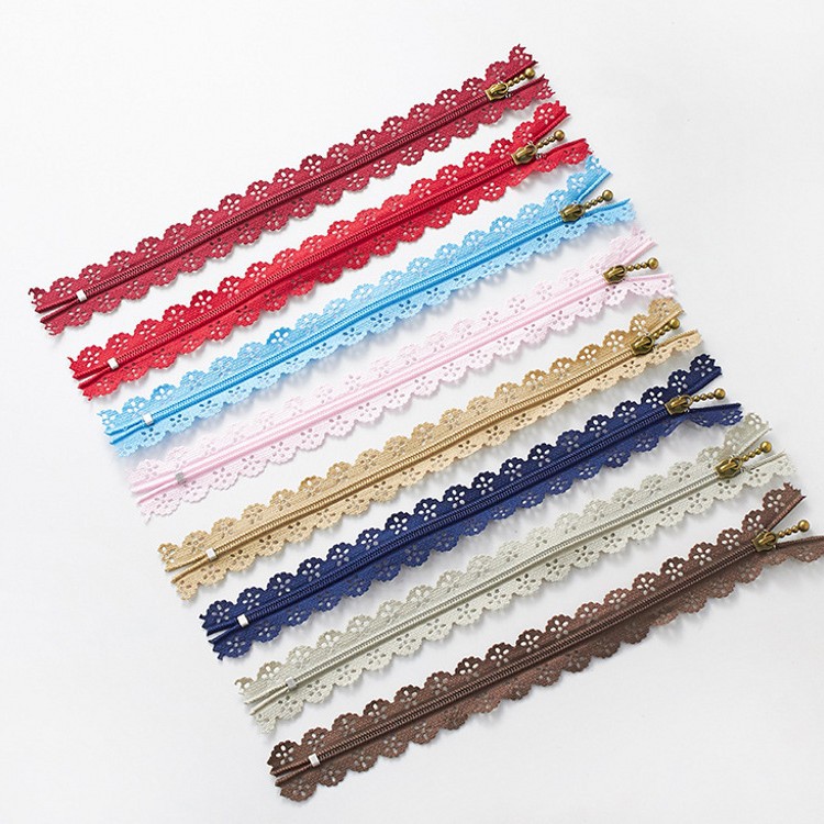 现货 花边蕾丝 箱包手工DIY包包闭尾尼龙拉链 20cm3号 花边拉链