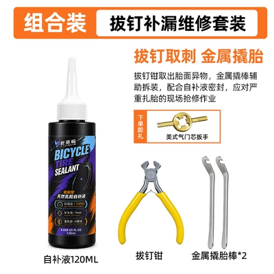 Repair kit: Electric Vehicle Repair Emergency Tire - low-ammonia-type-natural-latex-self-replenishing-solution-120ml-tire-repair-nail-pliers-metal-tire-lever-2-pieces
