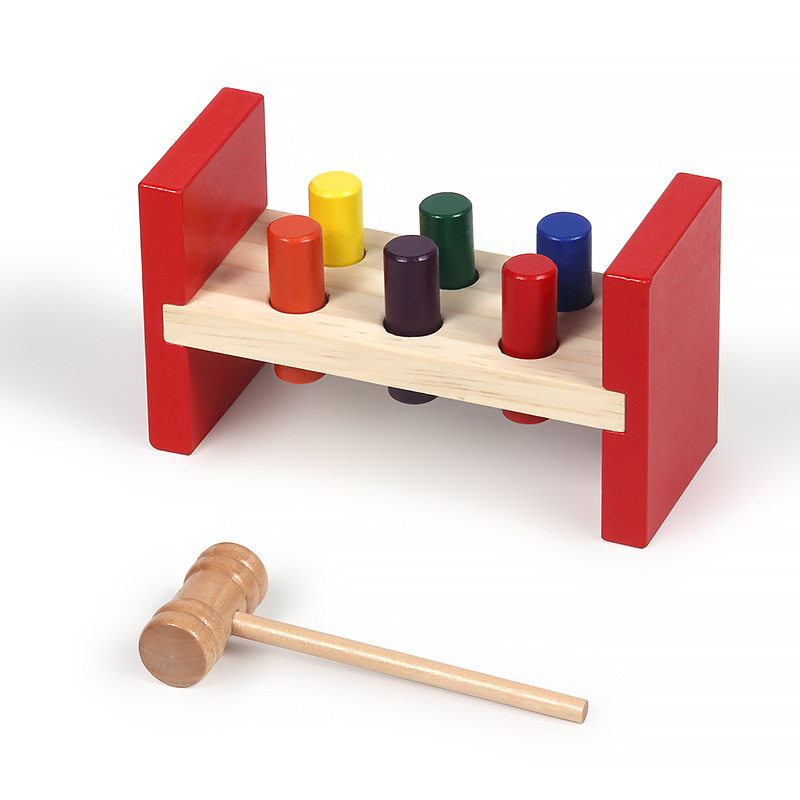 Mesa de actividades infantil juguete educativo de madera apilamiento de colores para 1–2 años