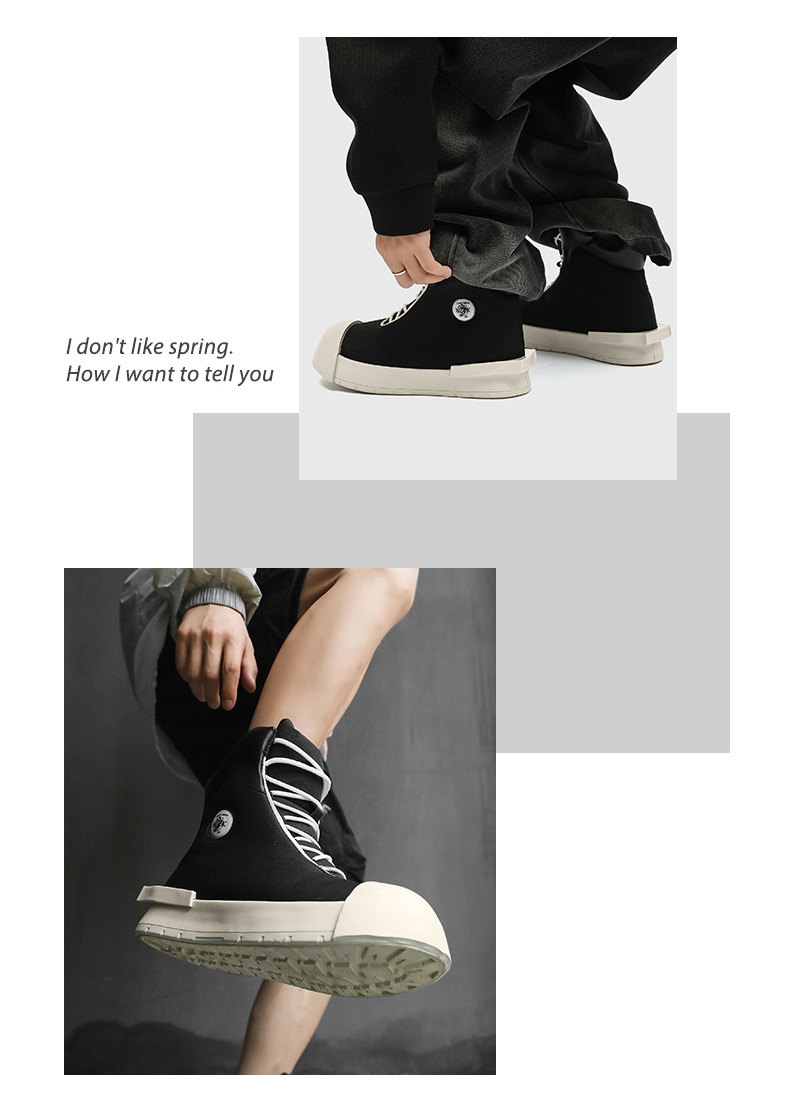 Pantofi sport casual pentru bărbați, cu talpă groasă, din pânză, cu aspect de înălțime, 2025, model nișă, cu design cu cap mare, pentru stradă, model high-end, X227_voghion.com