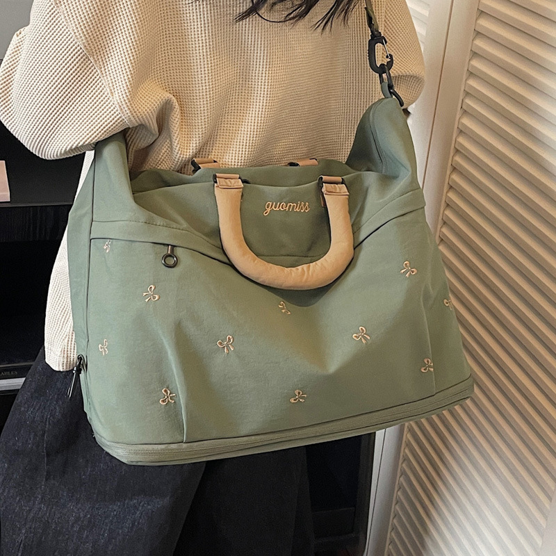 Bow Embroidered Convertible Travel Carryall Tote Bag 2