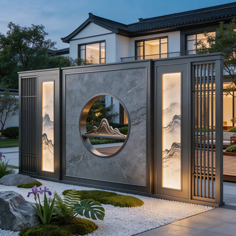 Aluminum Alloy Outdoor Courtyard Screen Partition with Lights, Outdoor Entrance Wall, Self-Built House Screen Wall, Screen Wall for Blocking View Aluminum Alloy Outdoor Courtyard Screen Partition with Lights, Outdoor Entrance Wall, Self-Built House Screen Wall, Screen Wall for Blocking View