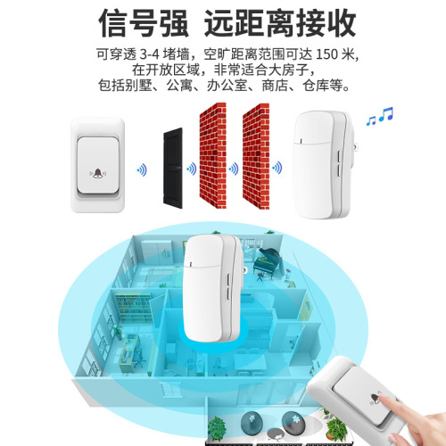 Doorbell wireless home ultra-long distance electronic remote control digital ding dong door bell wireless pager for children and the elderly