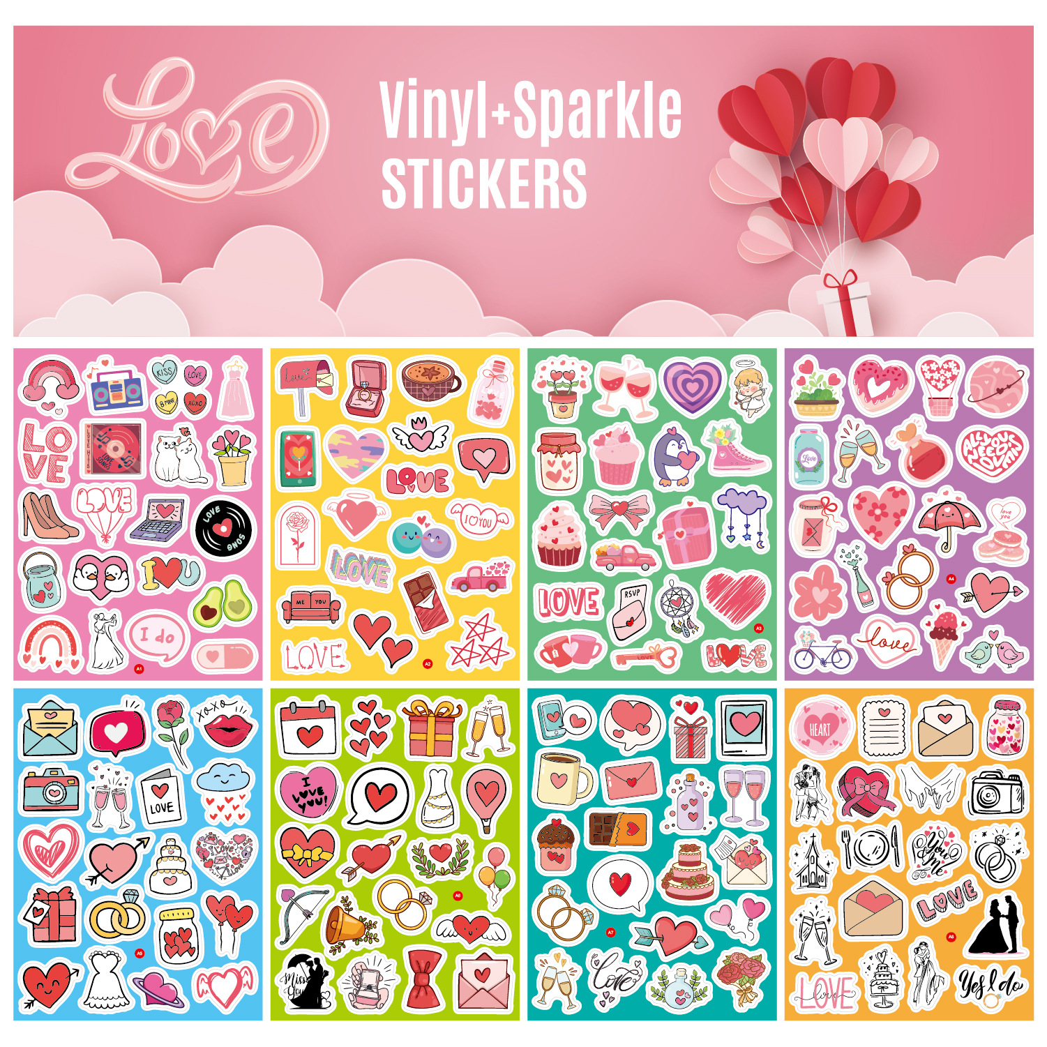 爱情婚礼贴纸8张160枚主图1-02.jpg