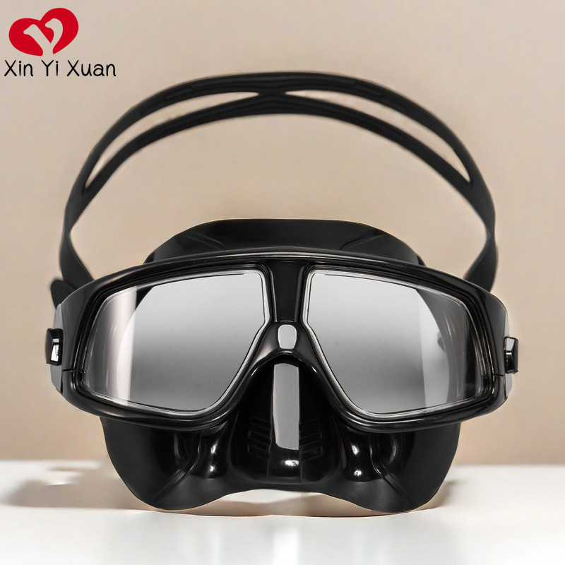 跨境泳镜新款浮潜面罩男女游泳成人防雾眼镜高清近视大框潜水面镜