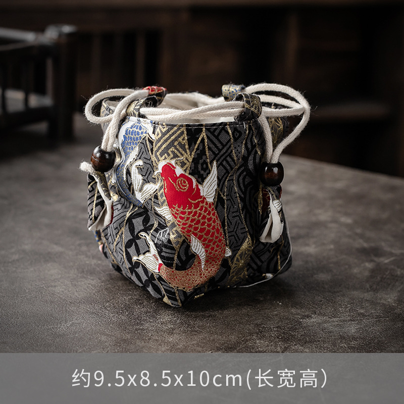 Bolsa de almacenamiento de taza única maestra bolsa de taza maestra taza de té portátil taza de construcción bolsa de tela con cordón de algodón y lino bolsa de tela juego de té