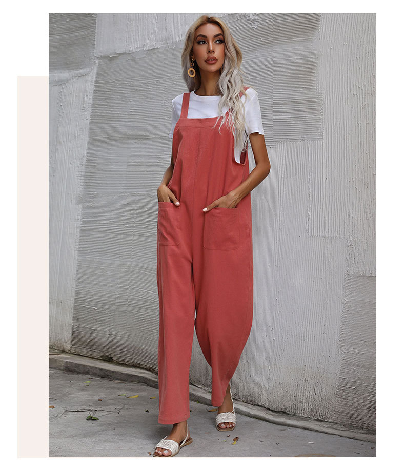 Cotton Linen Casual Suspender Jumpsuit NSDMB104540