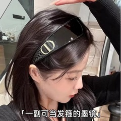新款一片式发箍墨镜女户外防紫外线太阳眼镜高级感潮欧美跨境头饰