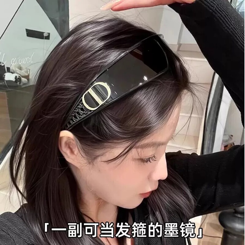 新款一片式发箍墨镜女户外防紫外线太阳眼镜高级感潮欧美跨境头饰|undefined