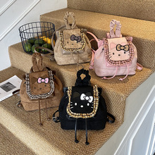 可爱甜美猫咪双肩包包女秋冬新款韩系复古麂皮绒面少女时尚小背包