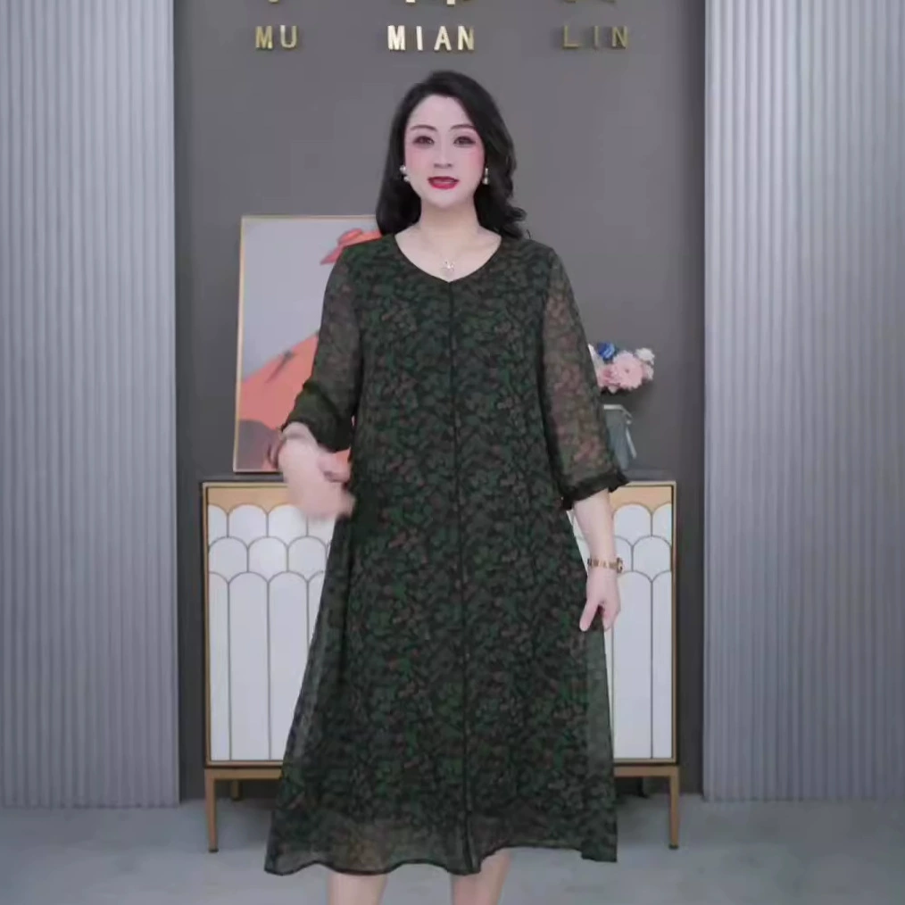 Осенний новый прохладный свободный плюс большой размер прямой 40 лет тонкая повседневная толстая мама MM платье для детей