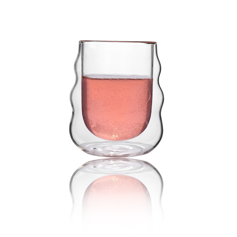 Vidrio borosilicato lindo taza de leche de doble capa taza de agua del hogar taza de jugo de doble capa de agua aislada taza de vidrio transparente