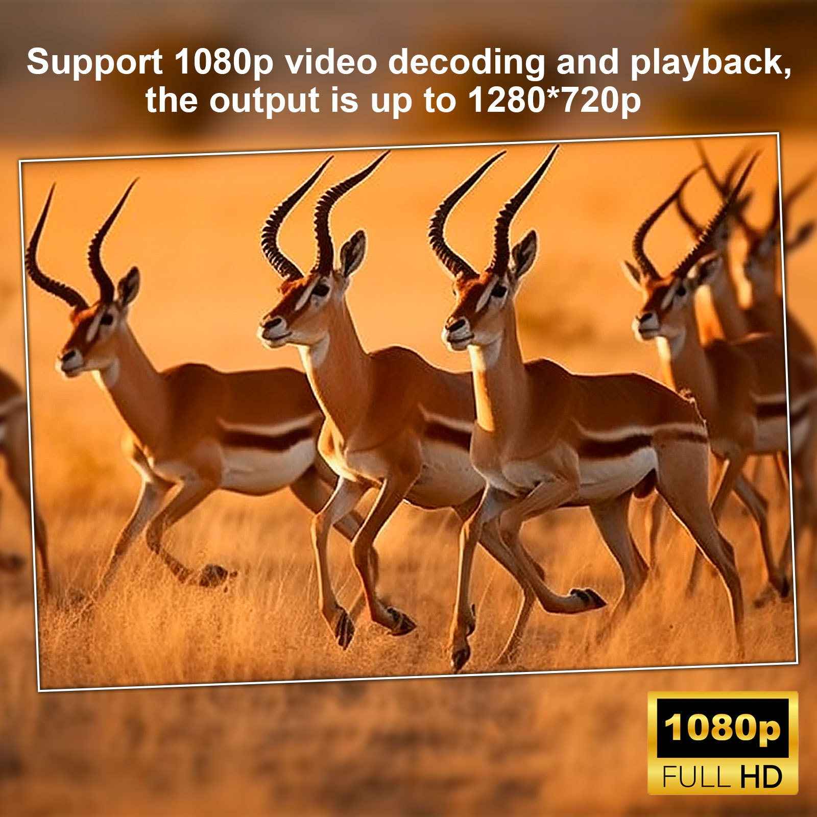 1 支持1080p视频解码和播放,输出高达1280x720p