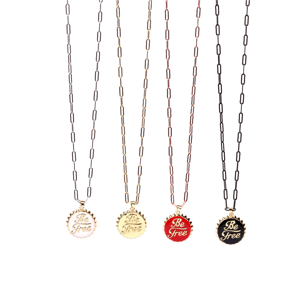 vintage coke bottle cap dripping oil copper necklace wholesale nihaojewelry