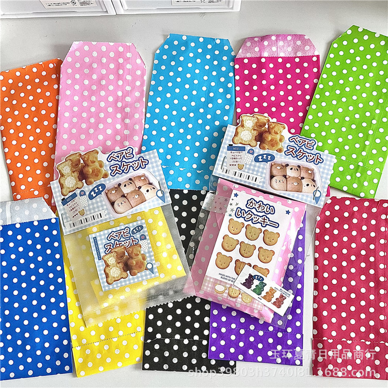 Ancient early flavor color wave dot envelope bag jewelry gift small card packaging bag polka dot long kraft paper storage bag