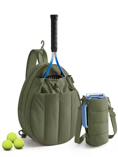 New outdoor down-filled tennis bag, portable, with 2 tennis ball straps, water bottle holder, and a large capacity for carrying a racket