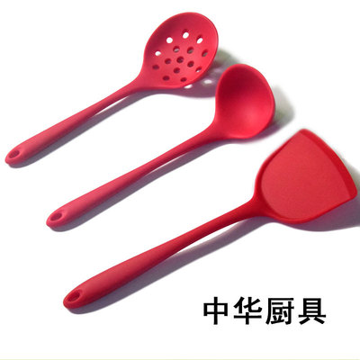 内嵌尼龙硅胶厨具一体全包硅胶漏勺汤勺密铲套装组合硅胶厨具套装