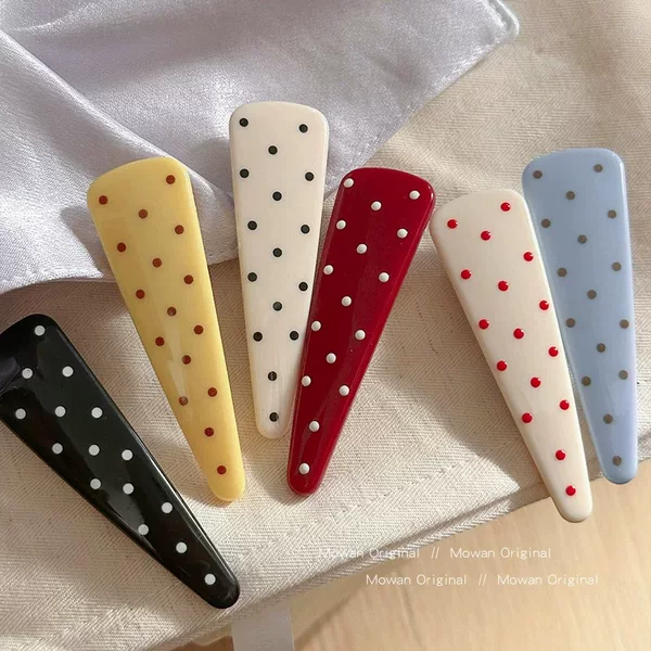 New High-End Triangular Polka Dot Bangs Hair Accessory Hair Clip 2026 New Hairpin High-End Duckbill Clip Spring Color Series