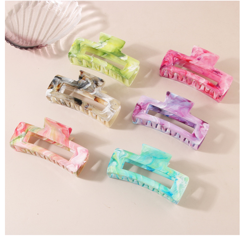 24g Weight Hair Claws Hair Accessories Type 1 Piece Quantity New Arrival Marble Color Rectangular Grip High-Grade Sense Niche Updo Imitation Acetic Acid Shark Clip Hair Accessories Headdress