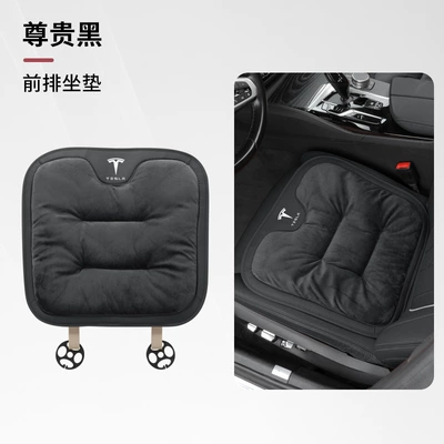 Seat cushion, seat cover: Model3/Y/S/X ya winter warm - tesla-flannel-winter-cushion-noble-black-front-row-1-pack