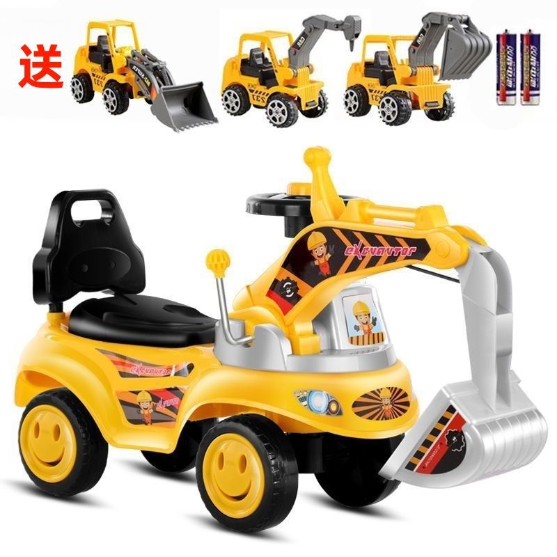 Children's Excavator Toy That Can Be Sat on and Ridden, Suitable for Boys, Baby Excavator, Sliding Car, Twist Car, Ride-On Car