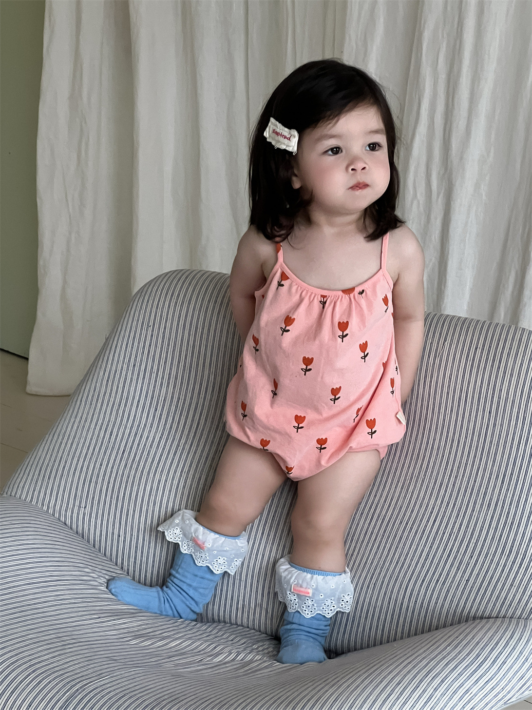 Mono de tirantes finos para niñas, estilo coreano, ropa infantil, novedad 2026, pelele triangular para bebé, mono para recién nacido image 1