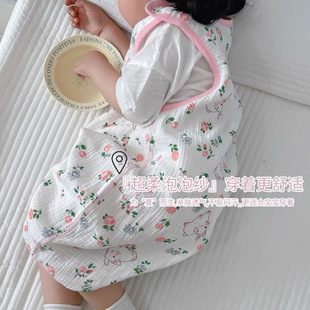 Baby Sleeping Bag Summer Thin Baby Gauze Vent Children's Summer Air-conditioned Room Belly Protection Kick-proof Bedlet Artifact